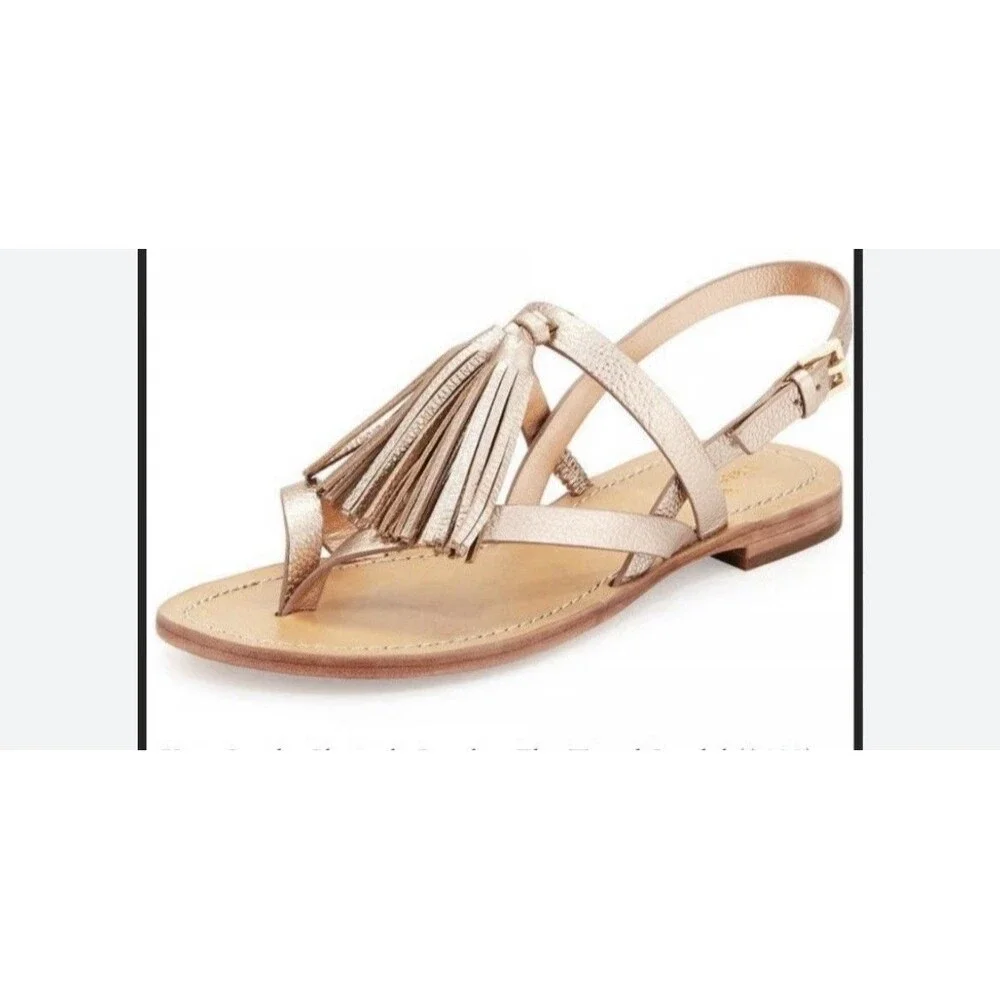 Kate Spade Clorinda Sandals Size 7 Bronze Metal Leather Flats